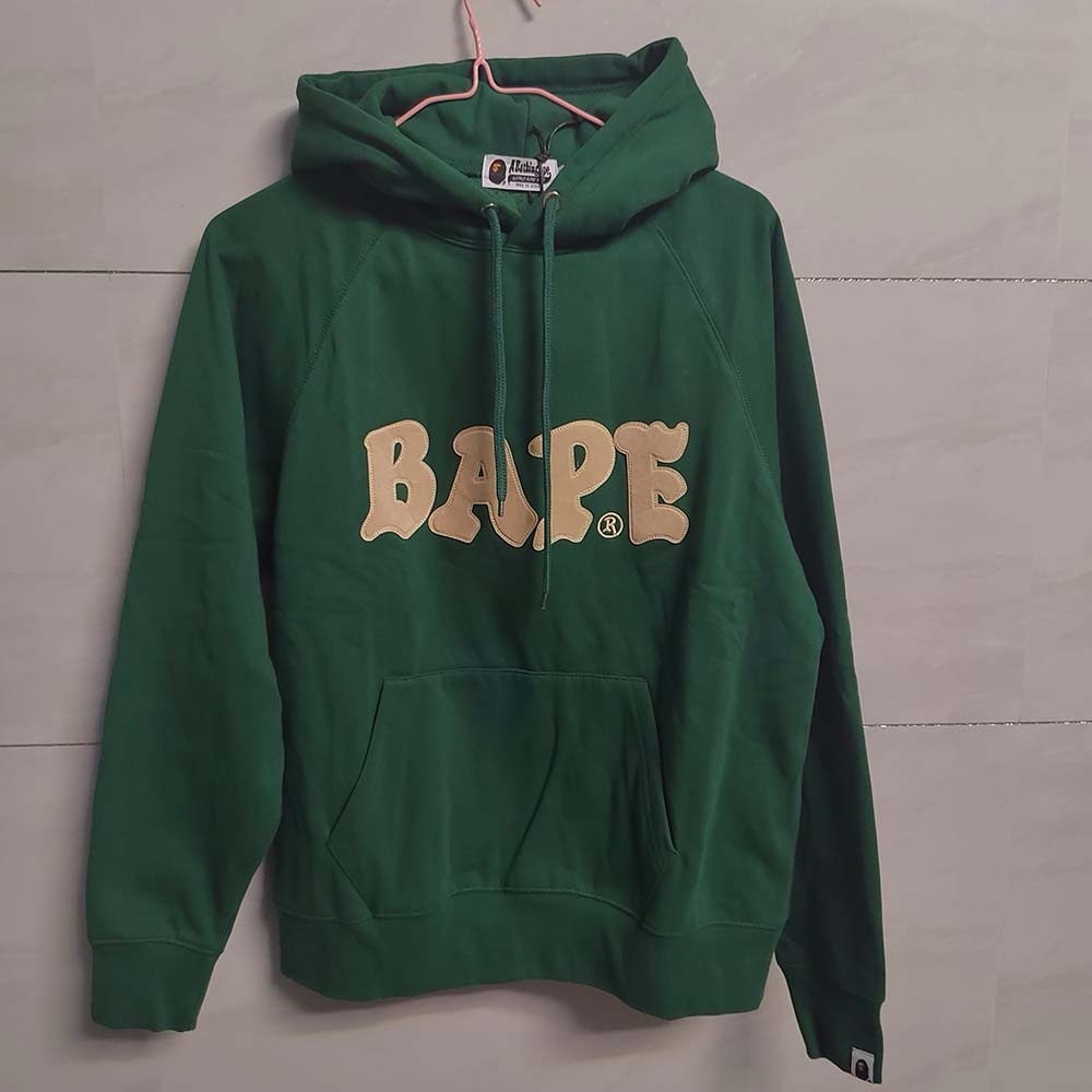 BAPE Logo Relaxed Fit Pullover Hoodie Green
